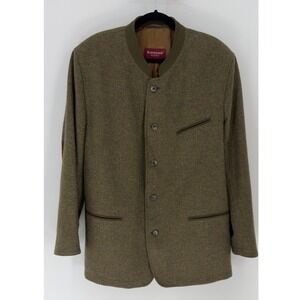 Bernard Denault Wool Cashmere Herringbone Sport Coat Suede Elbow Patches 44R